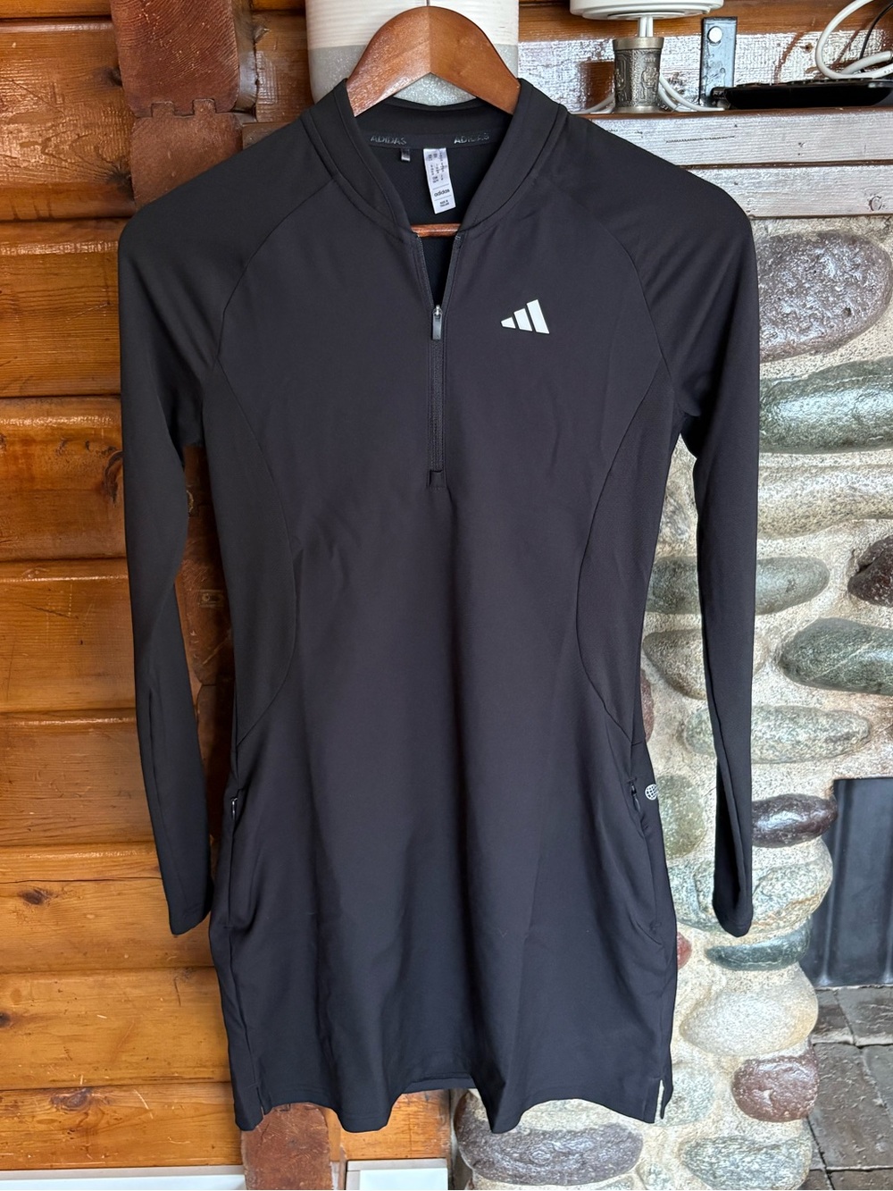 Adidas Golf Black Long Sleeve 1/4 Zip Performance Mini Dress XS